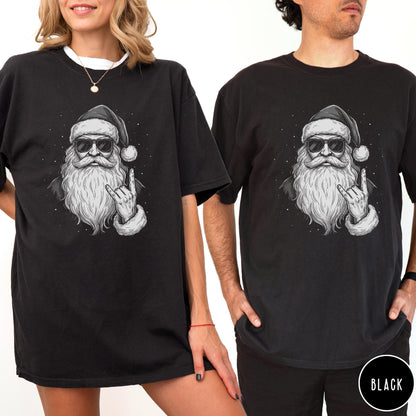 Rockin Santa Shirt, Metal Santa Graphic Tee, Funny Christmas Band Style T-Shirt, Vintage Holiday Unisex Top, Cool Xmas Gift Idea