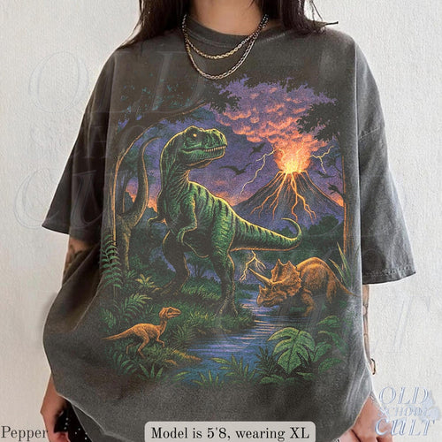 Vintage Jurassic Dinosaur 90s Graphic T-Shirt, Retro T-Rex & Triceratops Shirt, 90s Prehistoric Graphic Tee, Dino Top, Nostalgia Nature Gift