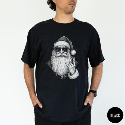 Rockin Santa Shirt, Metal Santa Graphic Tee, Funny Christmas Band Style T-Shirt, Vintage Holiday Unisex Top, Cool Xmas Gift Idea