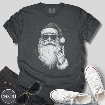 Rockin Santa Shirt, Metal Santa Graphic Tee, Funny Christmas Band Style T-Shirt, Vintage Holiday Unisex Top, Cool Xmas Gift Idea