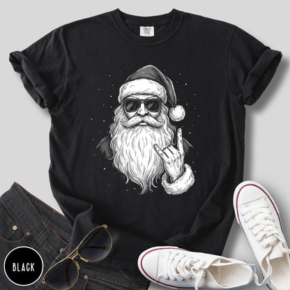 Rockin Santa Shirt, Metal Santa Graphic Tee, Funny Christmas Band Style T-Shirt, Vintage Holiday Unisex Top, Cool Xmas Gift Idea