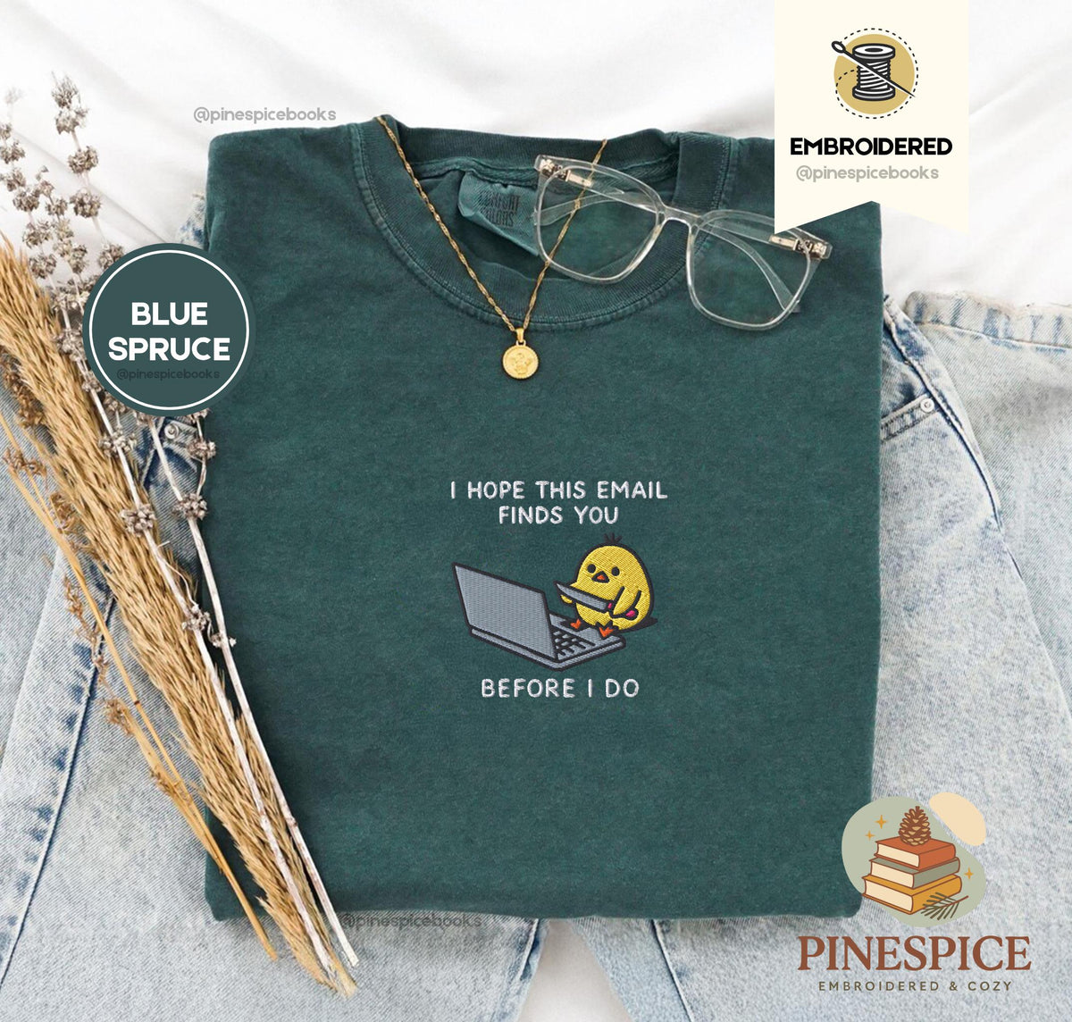 I Hope This Email Finds You Shirt, Funny Chick Embroidered Tee, Comfort Colors 1717