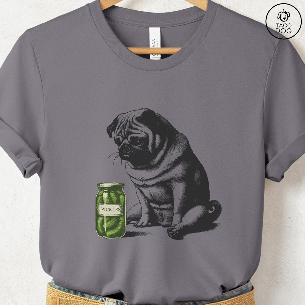 Pug Pickles T-Shirt: Pug Gift Sweatshirt or Hoodie or Tee Taco Dog