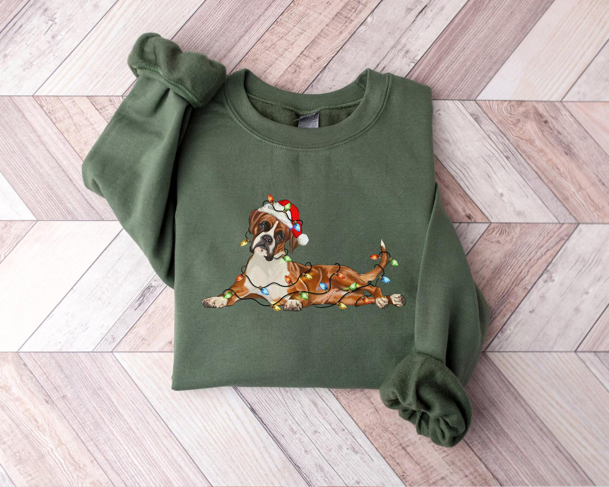 Boxer Christmas Dog Sweatshirt, Dog Christmas Shirt, Boxer Dog Mom Shirts, Gift for Dog Lover, Holiday Dog Owner Sweater, Boxer Owner Gift