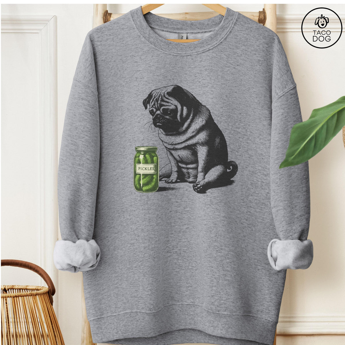 Pug Pickles T-Shirt: Pug Gift Sweatshirt or Hoodie or Tee Taco Dog