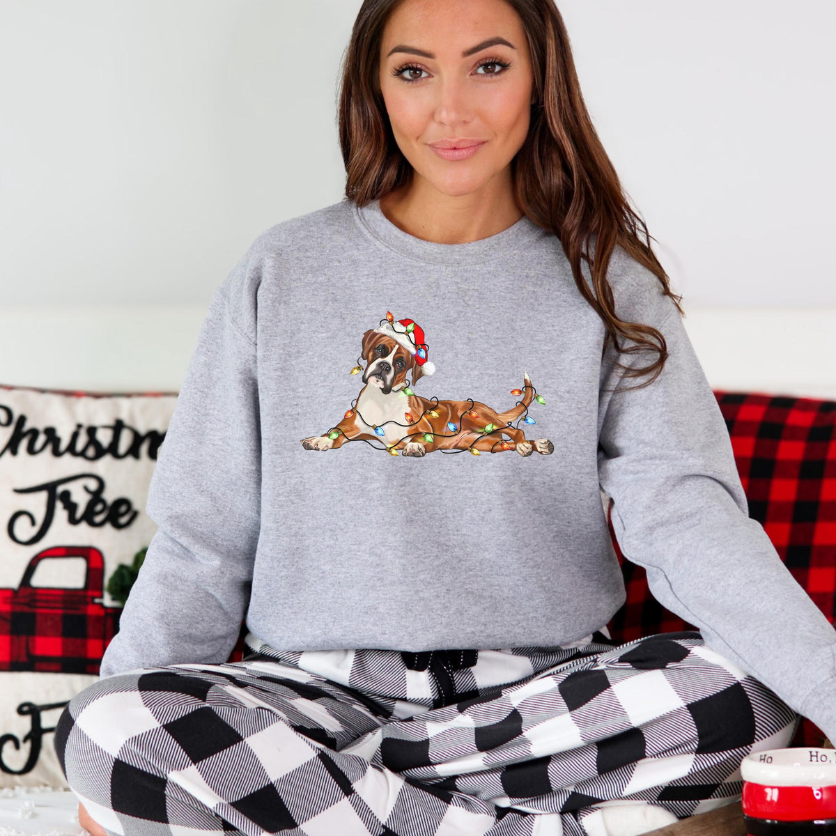 Boxer Christmas Dog Sweatshirt, Dog Christmas Shirt, Boxer Dog Mom Shirts, Gift for Dog Lover, Holiday Dog Owner Sweater, Boxer Owner Gift