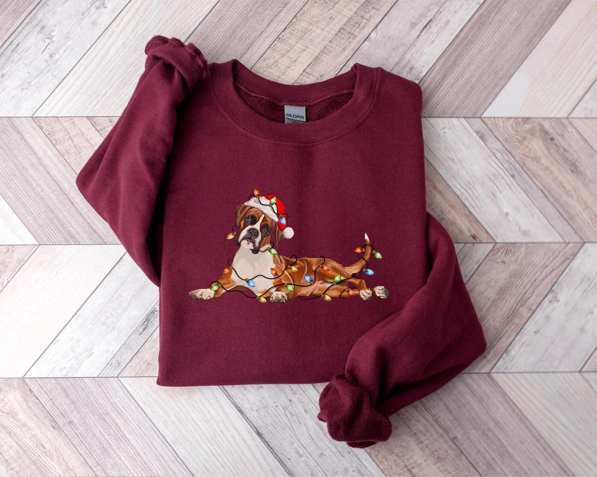 Boxer Christmas Dog Sweatshirt, Dog Christmas Shirt, Boxer Dog Mom Shirts, Gift for Dog Lover, Holiday Dog Owner Sweater, Boxer Owner Gift