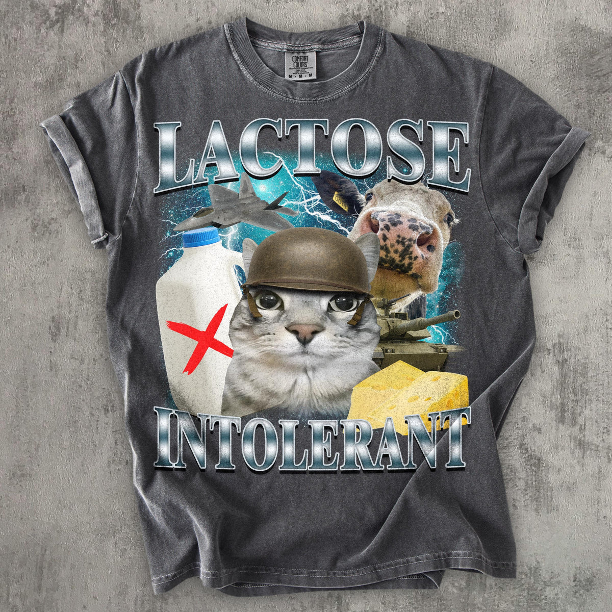 Lactose Intolerant Funny Cat Meme T-shirt, Comfort Colors Shirt, Stupid Gifts, Silly Cats Tee, Weird Tshirt, Cringey Tees, Unhinged Clothes