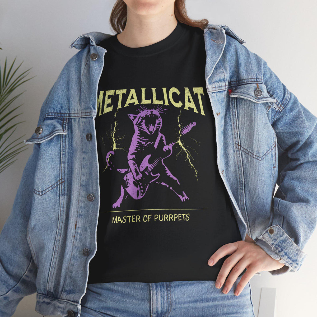 Metallicat Shirt, Funny Cat T-Shirt, Heavy Metal Music Tee, Thrash Rock Gift, Guitar Cat, Metalhead Clothing, Cat Dad Gift
