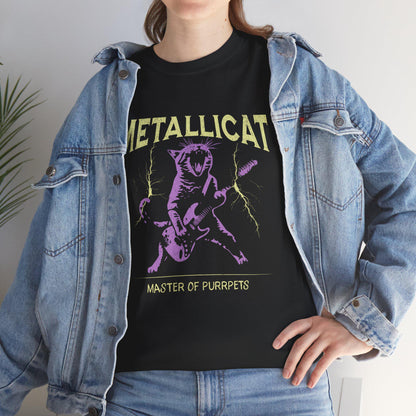 Metallicat Shirt, Funny Cat T-Shirt, Heavy Metal Music Tee, Thrash Rock Gift, Guitar Cat, Metalhead Clothing, Cat Dad Gift