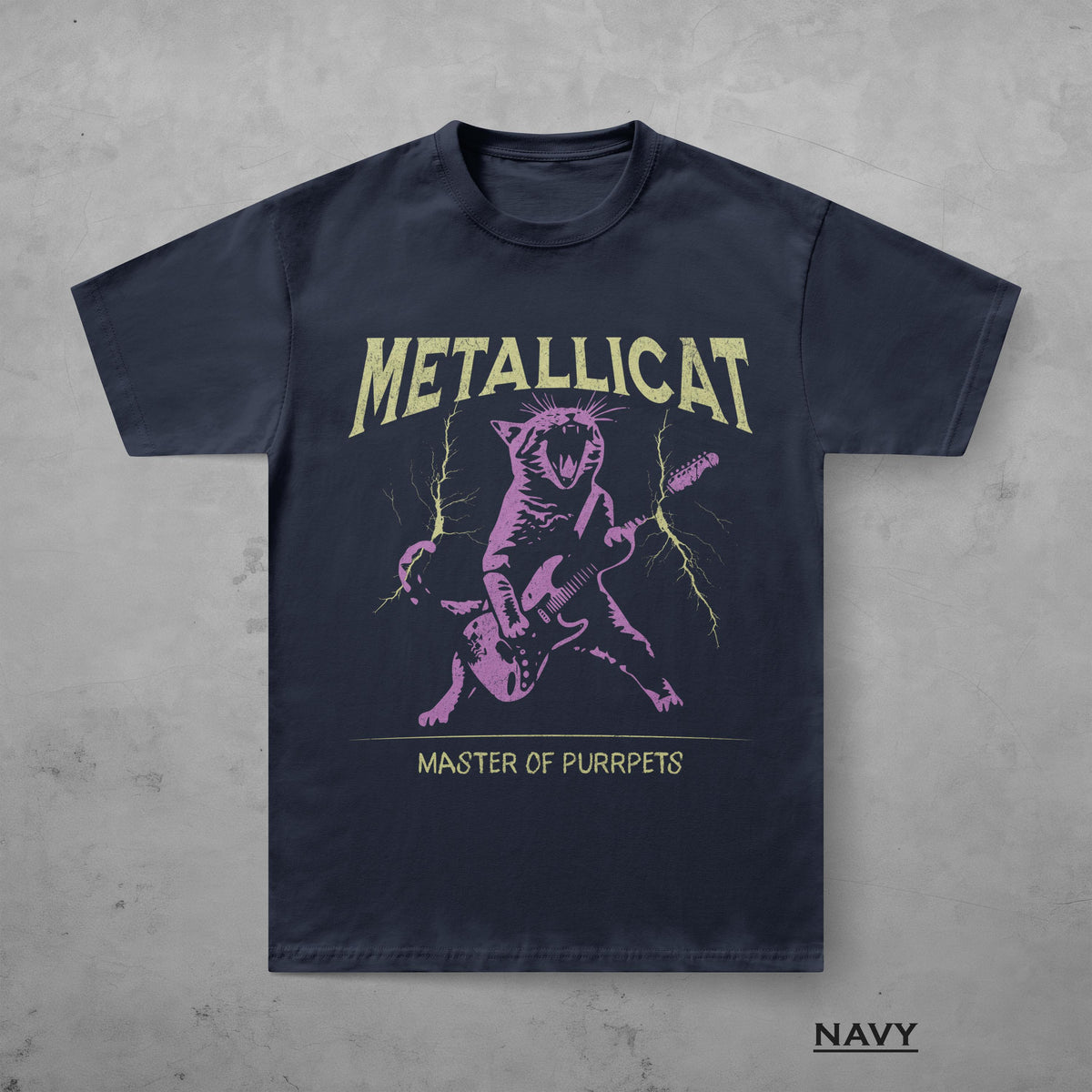 Metallicat Shirt, Funny Cat T-Shirt, Heavy Metal Music Tee, Thrash Rock Gift, Guitar Cat, Metalhead Clothing, Cat Dad Gift