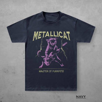 Metallicat Shirt, Funny Cat T-Shirt, Heavy Metal Music Tee, Thrash Rock Gift, Guitar Cat, Metalhead Clothing, Cat Dad Gift