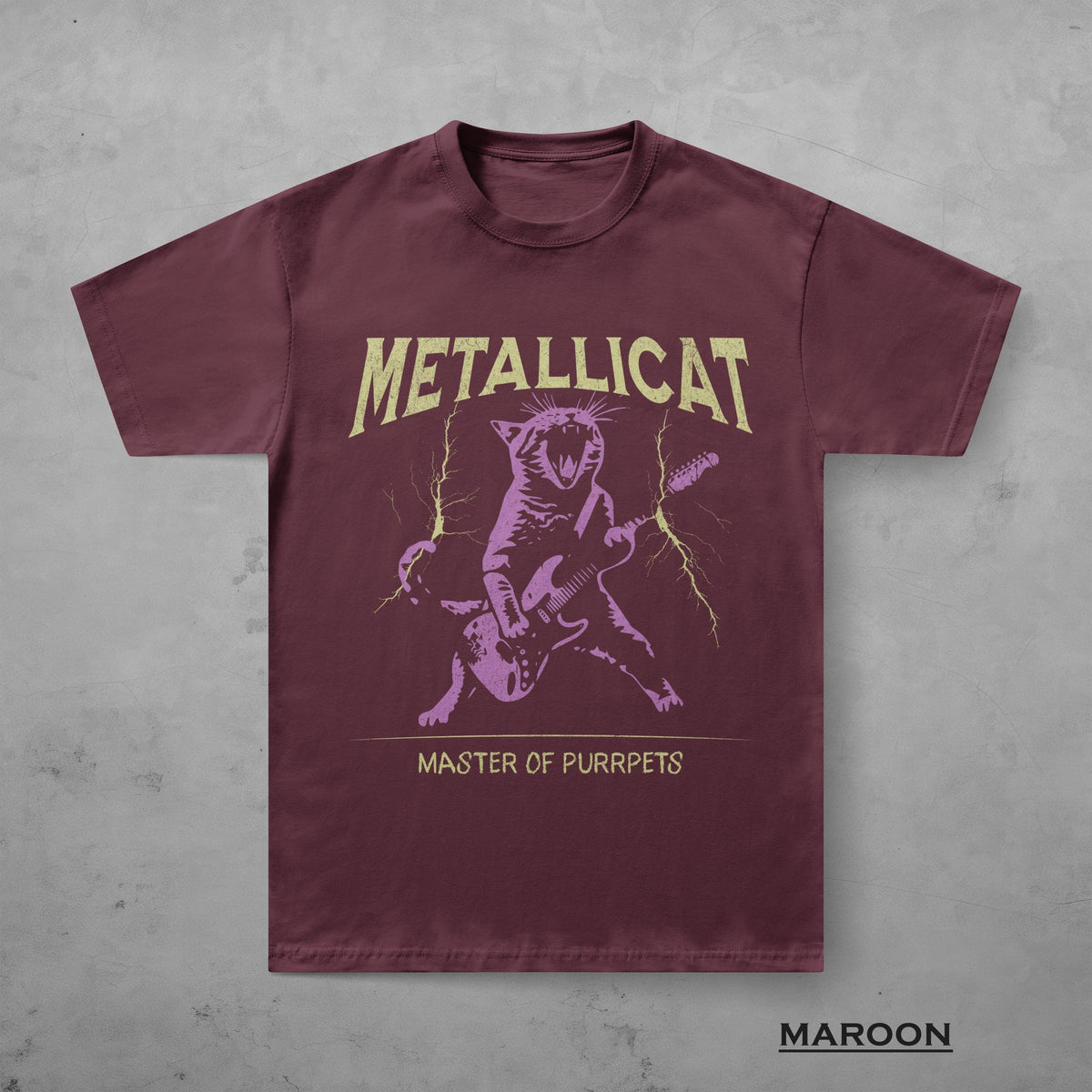 Metallicat Shirt, Funny Cat T-Shirt, Heavy Metal Music Tee, Thrash Rock Gift, Guitar Cat, Metalhead Clothing, Cat Dad Gift