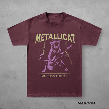 Metallicat Shirt, Funny Cat T-Shirt, Heavy Metal Music Tee, Thrash Rock Gift, Guitar Cat, Metalhead Clothing, Cat Dad Gift