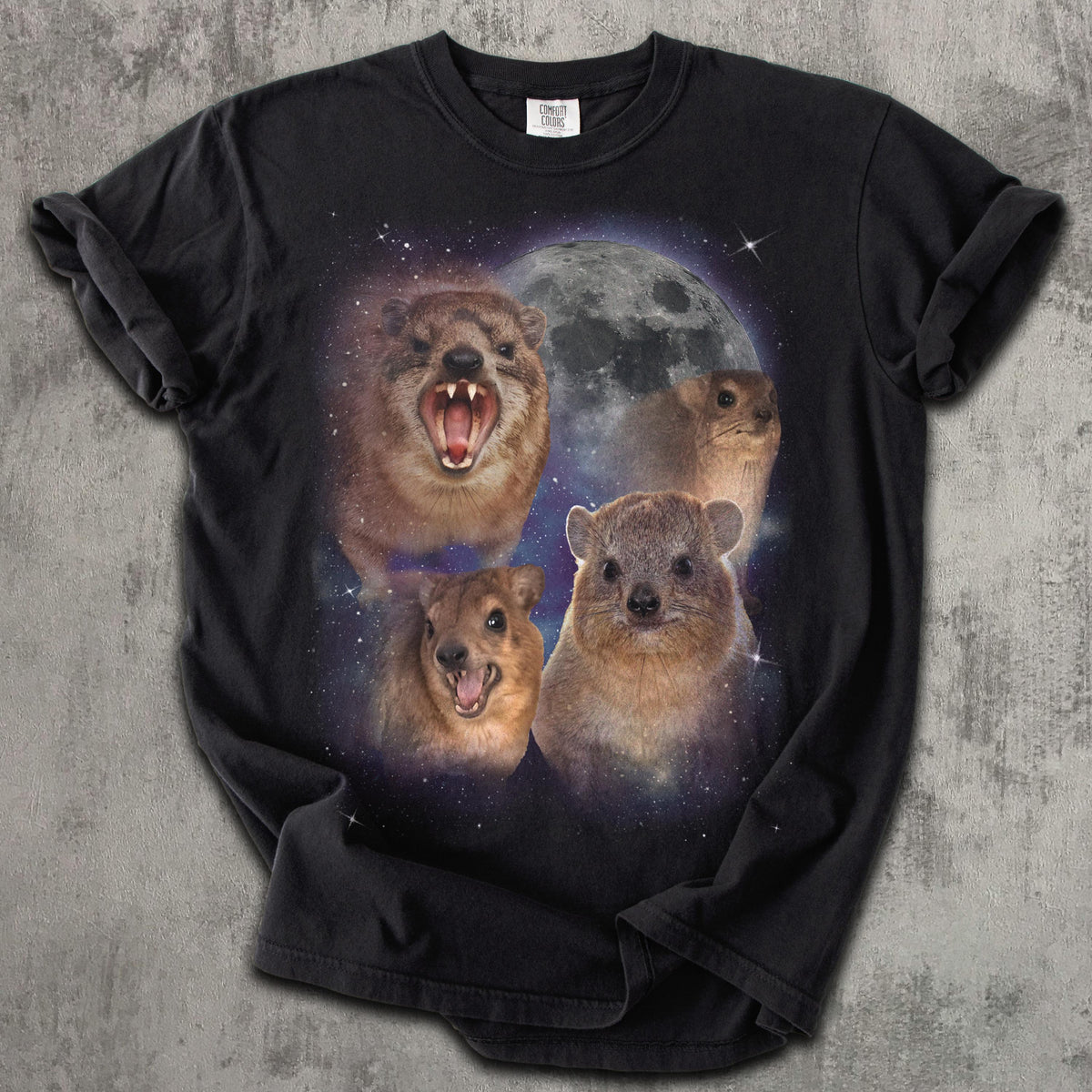 90s Retro Hyraxes Moon T-shirt, Screaming Hyrax Meme Shirt, Funny Shirts, Rock Hyrax Lover Gift, Gag Gifts, Comfort Colors, Awawa Tee