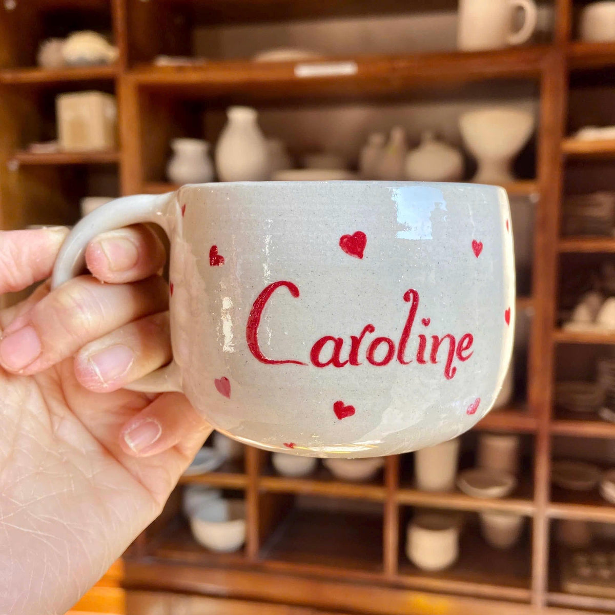 Personalized Cappuccino Cup – Custom Name Ceramic Mug, Handmade Pottery