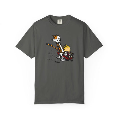 Calvin and Hobbes Wagon Ride T-shirt | Cartoon Comic Tee