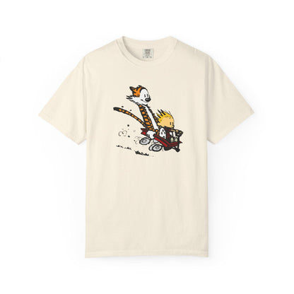 Calvin and Hobbes Wagon Ride T-shirt | Cartoon Comic Tee