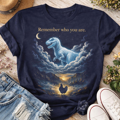 T-Rex Chicken Evolution Shirt | Remember Who You Are Graphic Tee | Funny Science Gift for Paleontology Lovers