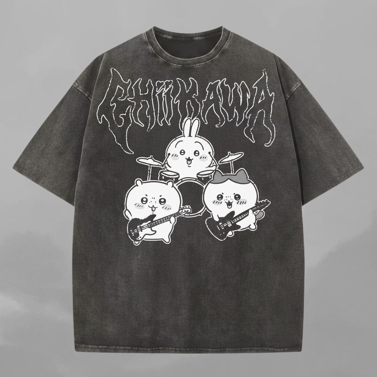 Metal Chiikawa Tee, Comfort Colors Heavy metal chiikawa usagi hachiware