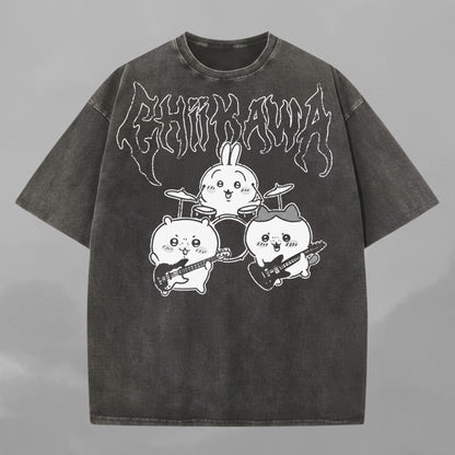Metal Chiikawa Tee, Comfort Colors Heavy metal chiikawa usagi hachiware