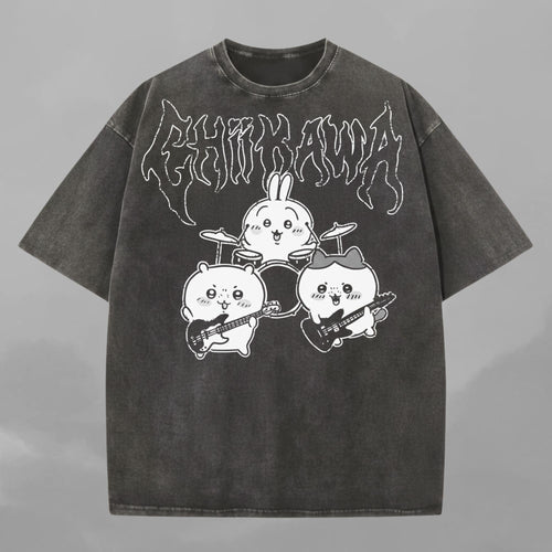 Metal Chiikawa Tee, Comfort Colors Heavy metal chiikawa usagi hachiware