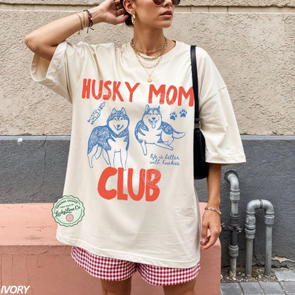 Husky Mom Club Shirt, Husky Lover Tshirt, Pet Parent Tee, Gift for Dog Mom, Dog Mom Graphic Tee, Comfort Colors® Dog Shirt, Dog Lover Shirts