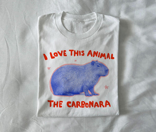 The Carbonara Capybara Graphic T-Shirt in White
