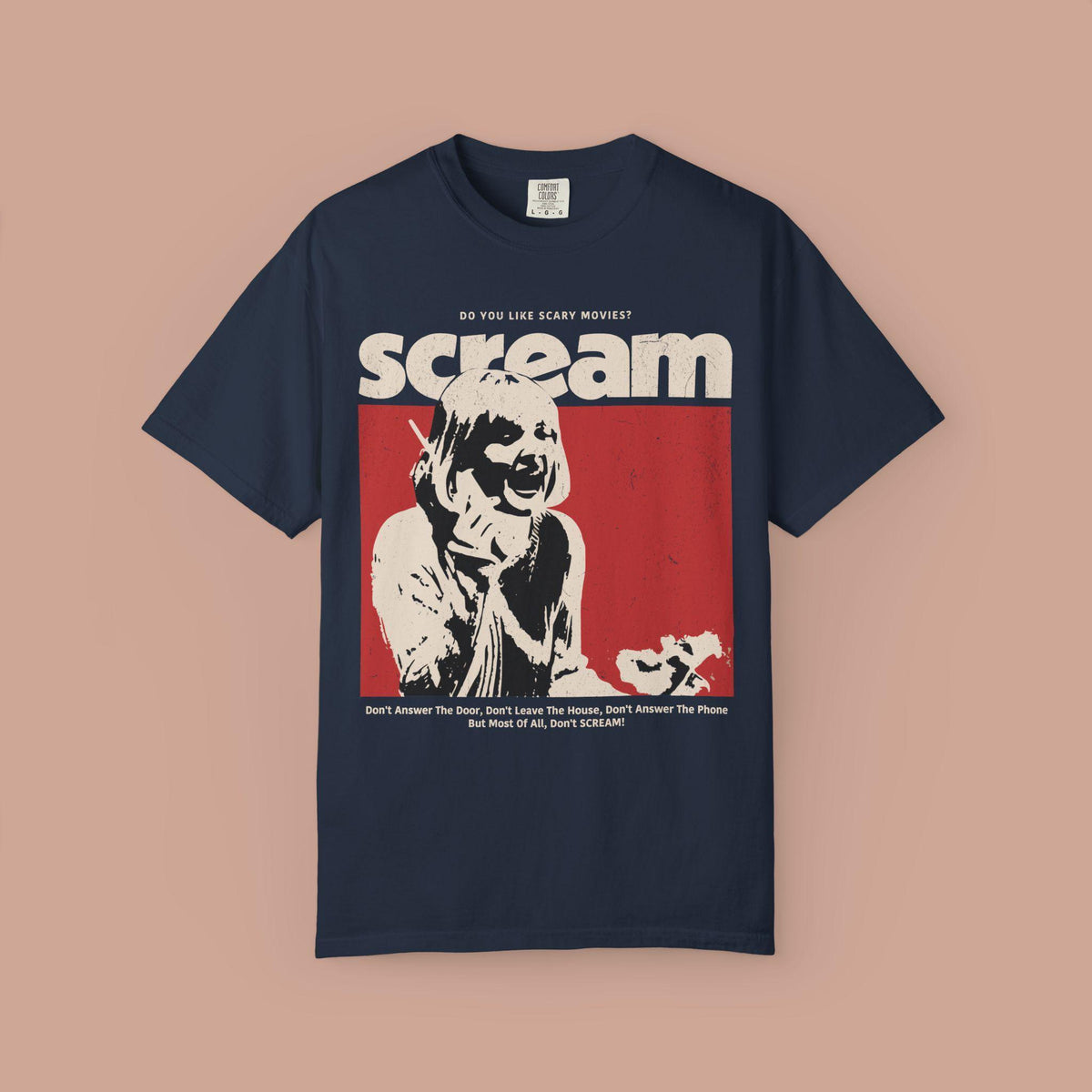Comfort Colors Scream Horror Halloween Graphic Tee. Retro 90's Cult Movie Shirt
