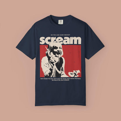 Comfort Colors Scream Horror Halloween Graphic Tee. Retro 90's Cult Movie Shirt