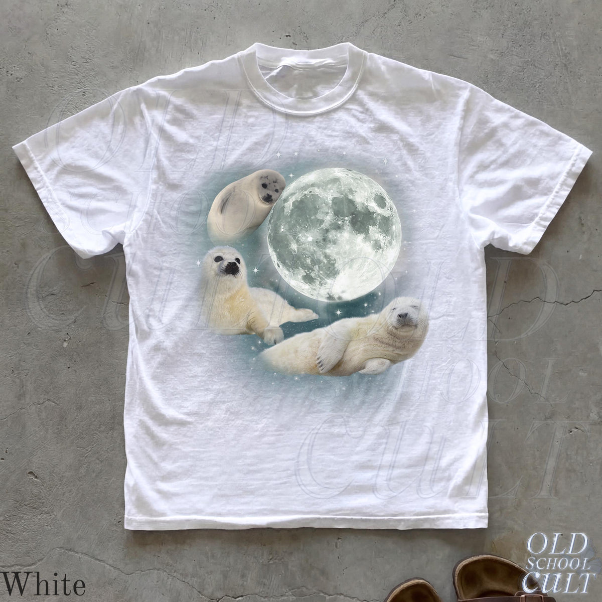 Three Baby Seal Vintage Graphic T-shirts, Retro Sea Dog Moon Tshirt, Seal Lovers, Cute Sea Dog Tee, Relaxed Washed Adult Tee, Fun Gifts