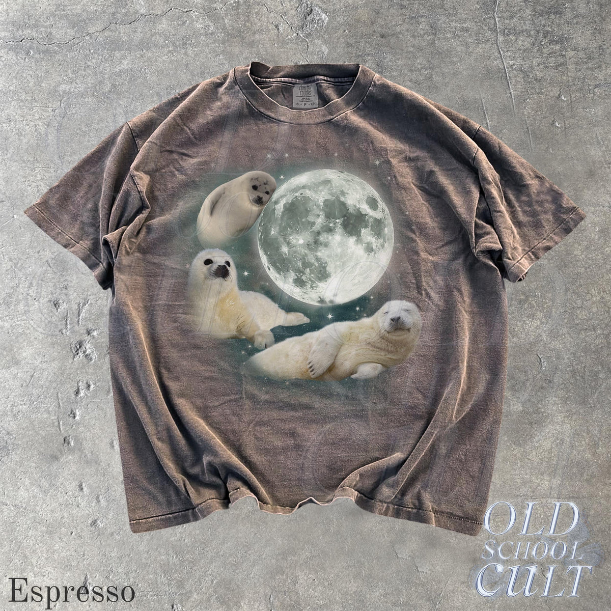 Three Baby Seal Vintage Graphic T-shirts, Retro Sea Dog Moon Tshirt, Seal Lovers, Cute Sea Dog Tee, Relaxed Washed Adult Tee, Fun Gifts