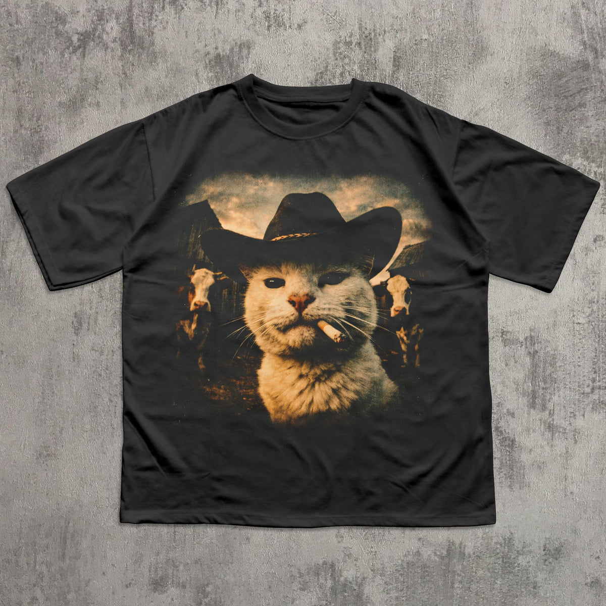 Funny Cowboy Cat T-shirt, Meme Shirts, Cats Lover Gift, Gag Gifts, Comfort Colors, Unisex Graphic Tee, Ironic Tshirts, Weird Tees