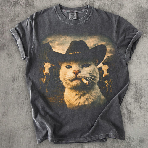 Funny Cowboy Cat T-shirt, Meme Shirts, Cats Lover Gift, Gag Gifts, Comfort Colors, Unisex Graphic Tee, Ironic Tshirts, Weird Tees