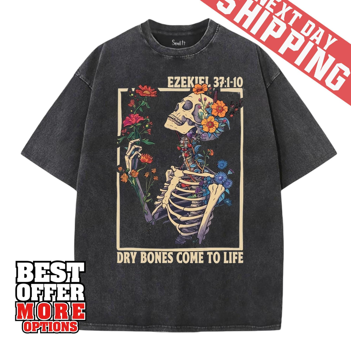 Ezekiel 37 Dry Bones Come To Life Shirt, Christian Skeleton Floral Tee, Retro Scripture Hoodie, Vintage Faith Sweatshirt, Gift for Mom