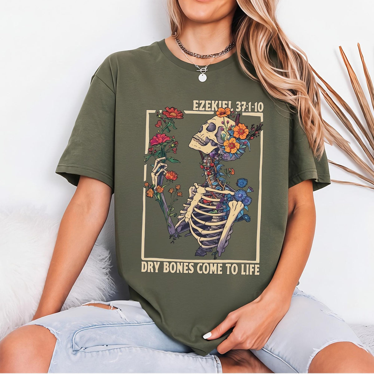 Ezekiel 37 Dry Bones Come To Life Shirt, Christian Skeleton Floral Tee, Retro Scripture Hoodie, Vintage Faith Sweatshirt, Gift for Mom