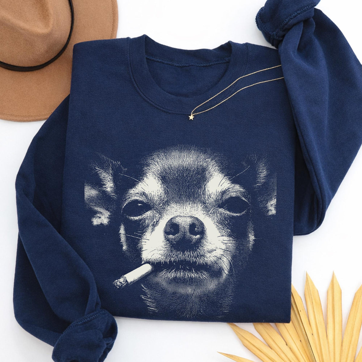 Smoking Chihuahua Shirt, Vintage Y2K Grunge Dog Graphic Tee, Funny Edgy Meme Gift