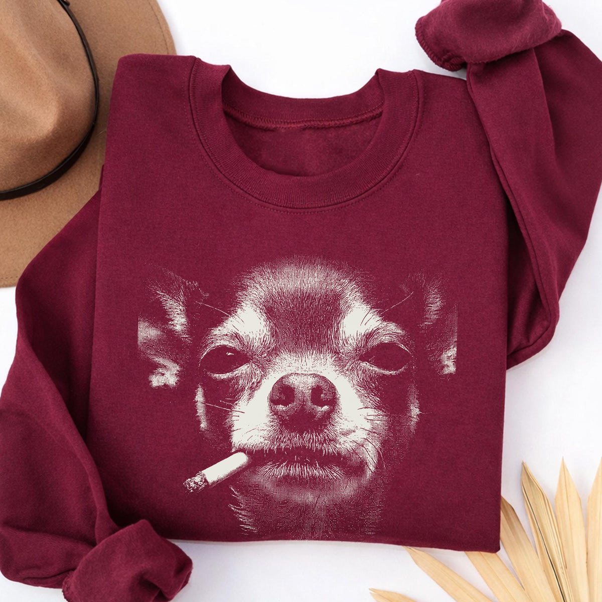 Smoking Chihuahua Shirt, Vintage Y2K Grunge Dog Graphic Tee, Funny Edgy Meme Gift