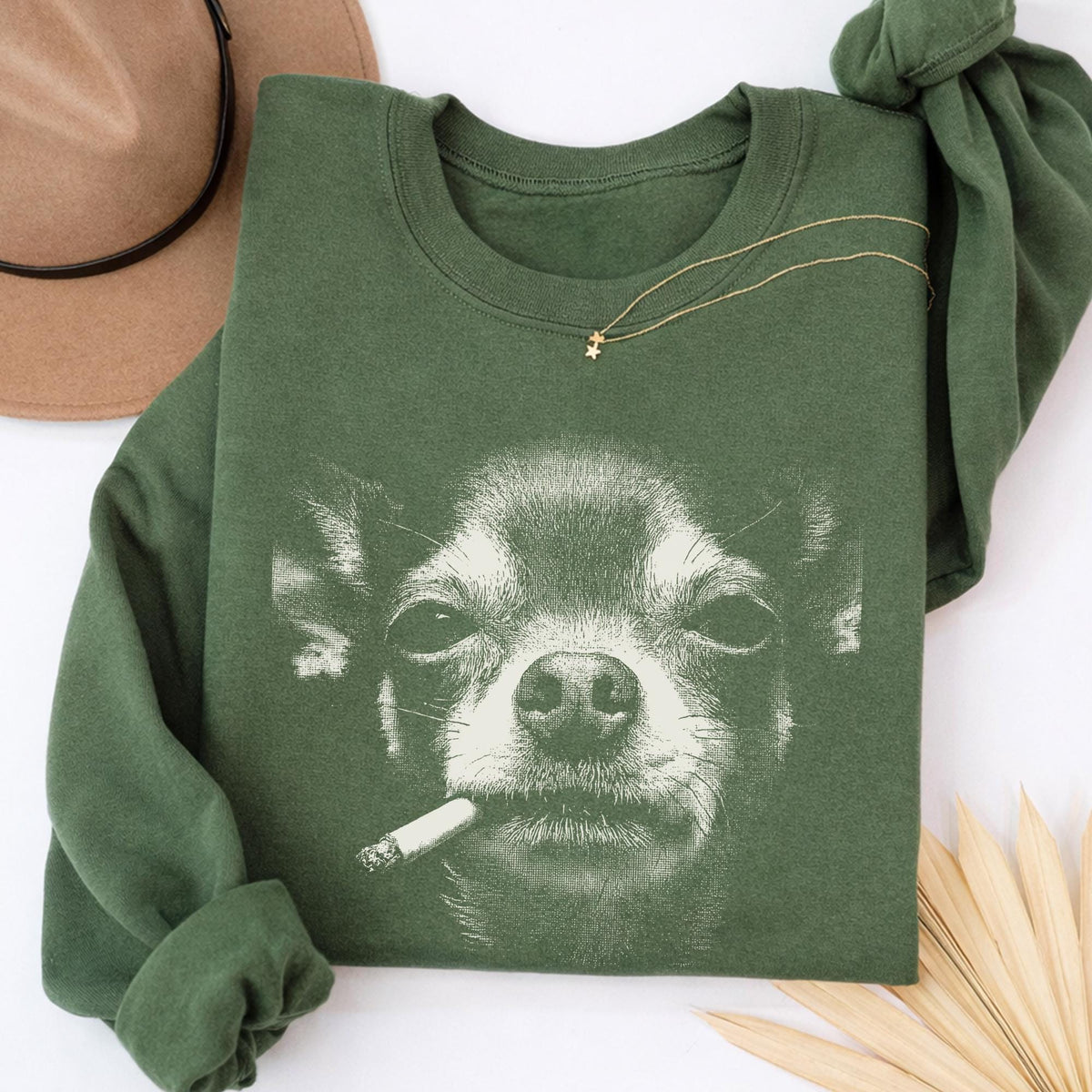 Smoking Chihuahua Shirt, Vintage Y2K Grunge Dog Graphic Tee, Funny Edgy Meme Gift