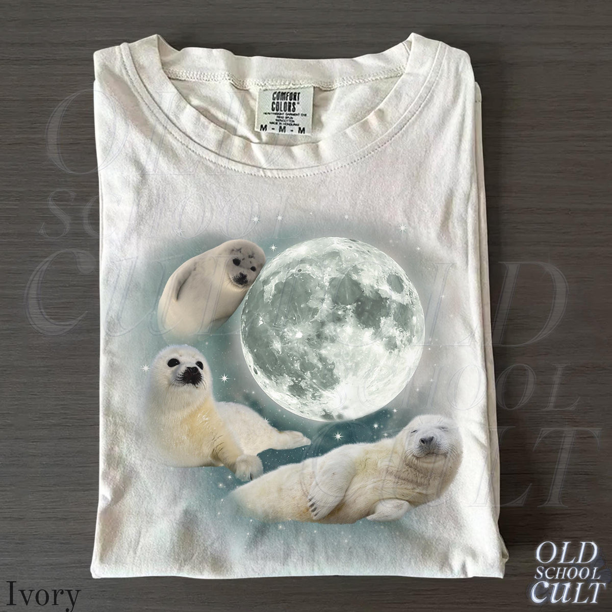 Three Baby Seal Vintage Graphic T-shirts, Retro Sea Dog Moon Tshirt, Seal Lovers, Cute Sea Dog Tee, Relaxed Washed Adult Tee, Fun Gifts