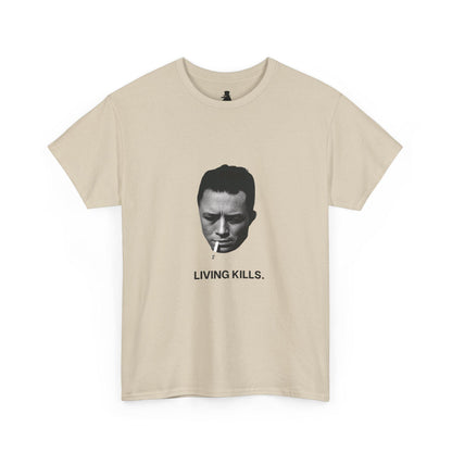 Albert Camus Living Kills Funny T-Shirt | Philosophy Lovers Gift | French Literature | Camus Smoking | Unisex