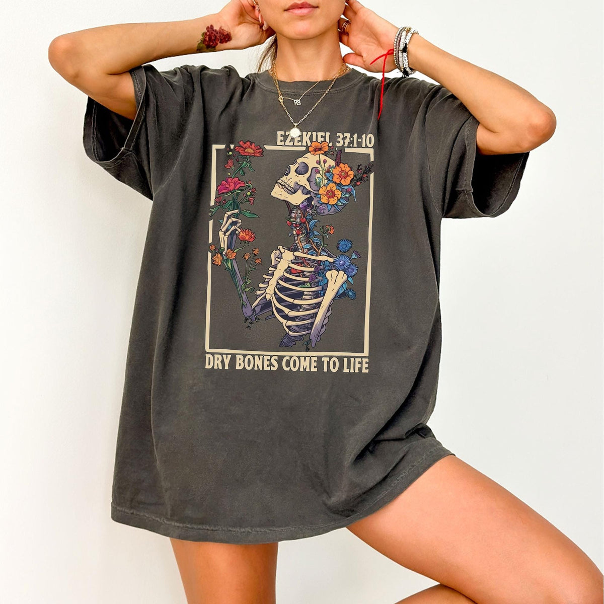 Ezekiel 37 Dry Bones Come To Life Shirt, Christian Skeleton Floral Tee, Retro Scripture Hoodie, Vintage Faith Sweatshirt, Gift for Mom