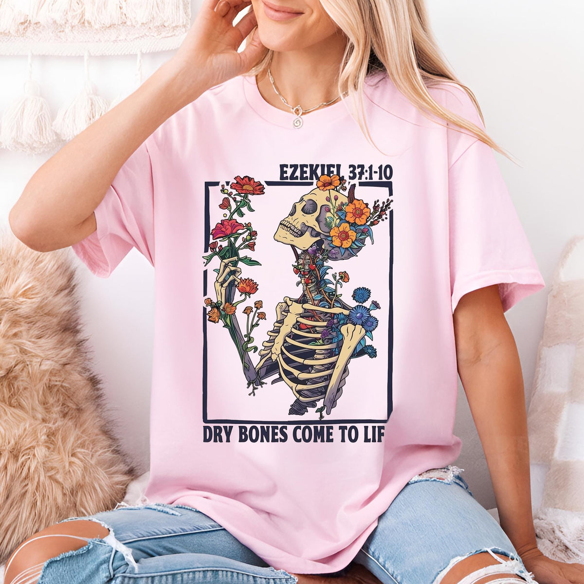 Ezekiel 37 Dry Bones Come To Life Shirt, Christian Skeleton Floral Tee, Retro Scripture Hoodie, Vintage Faith Sweatshirt, Gift for Mom