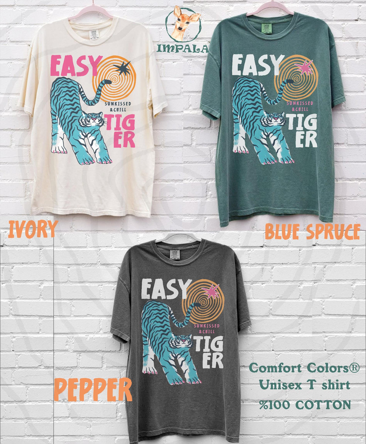 Sun-kissed Tiger Comfort colors UNISEX T shirt : Retro Tiger Graphic Tee, Summer boho beach vibe
