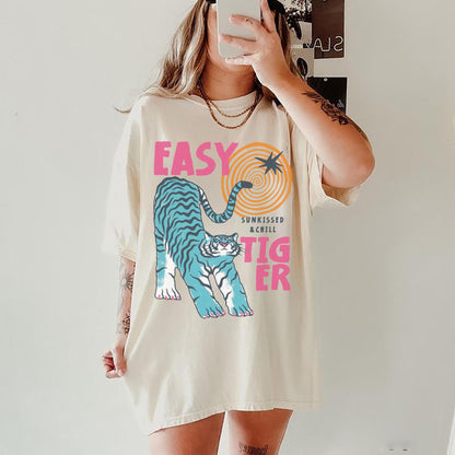 Sun-kissed Tiger Comfort colors UNISEX T shirt : Retro Tiger Graphic Tee, Summer boho beach vibe