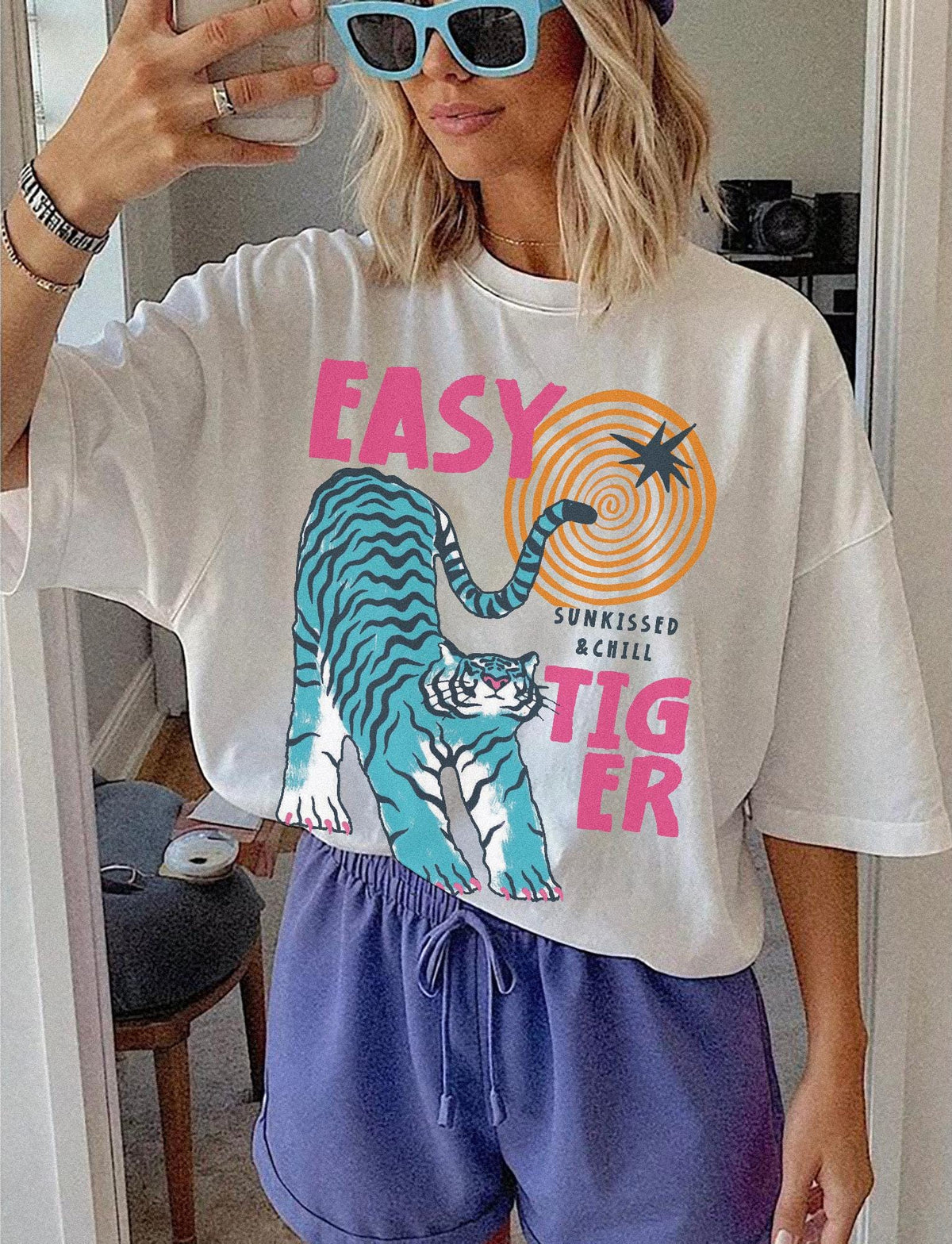 Sun-kissed Tiger Comfort colors UNISEX T shirt : Retro Tiger Graphic Tee, Summer boho beach vibe