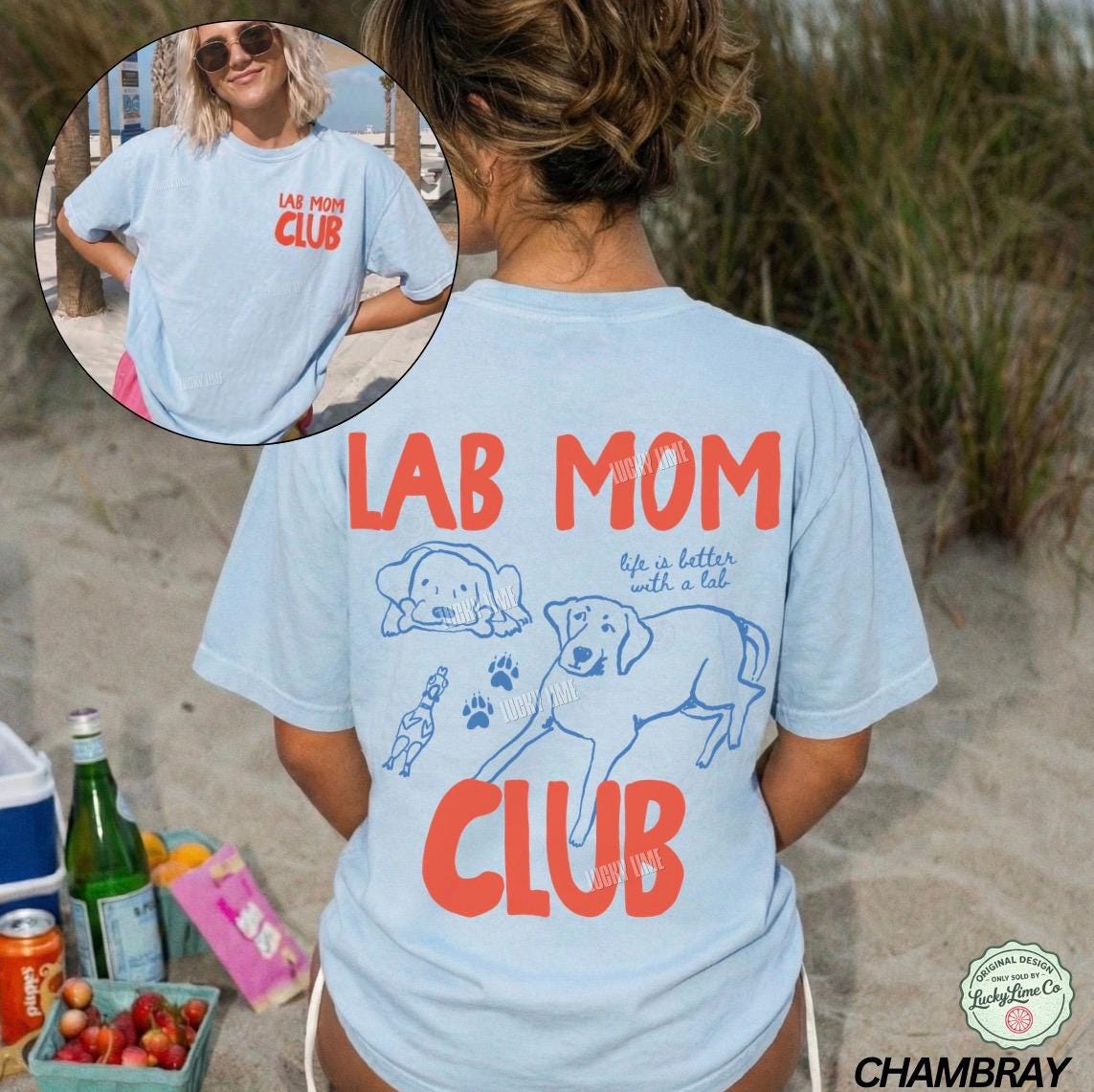 Lab Mom Club Shirt, Labrador Retreiver Dog Mom Shirt, Dog Lover Gift, Back Design Tee, Fur Mama Shirt, Dog Mama Graphic Tee, Pet Parent Tee