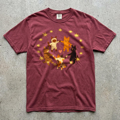 Comfort Colors Dancing Cats T-Shirt, Cat Lover Shirt, Retro 70s Vibe, Gift for Cat Mom