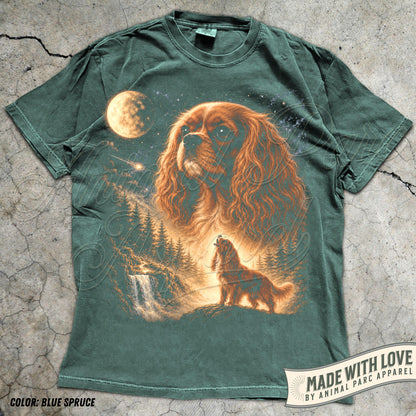 Cavalier Howling to The Moon Vintage T-Shirt, 90s Retro Animal Graphic Tee, Ruby Cavalier King Charles Spaniel Shirt, Silly Full Moon Shirt