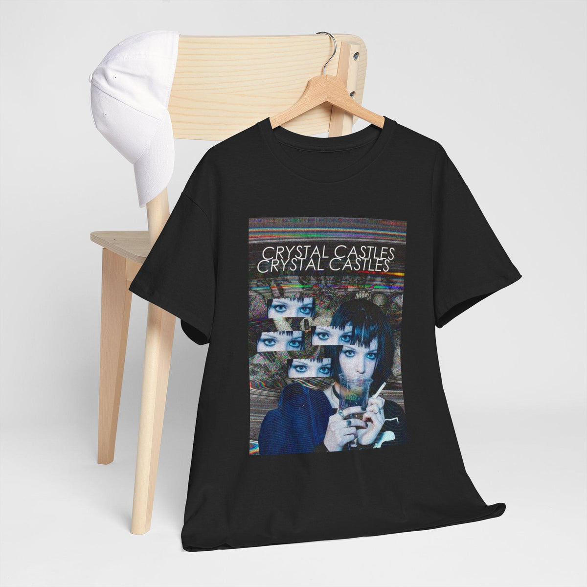 Crystal Castles Graphic Tee | Retro Glitch Eyes Album Art
